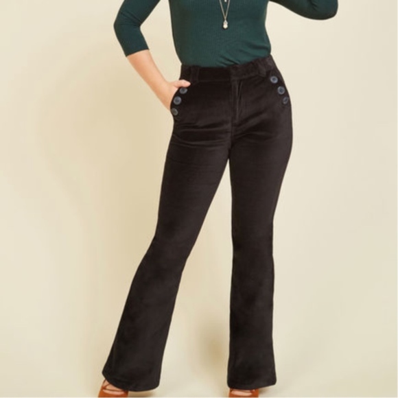 Modcloth Pants - ModCloth Velvet En Vogue Flares | S
